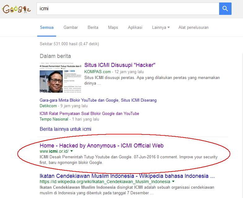 Situs ICMI Diserang Hacker 1