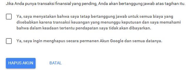 Cara Menghapus Akun Google