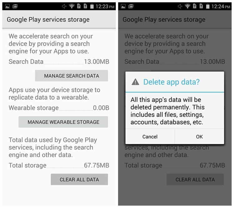 Hapus Data Google Play Services