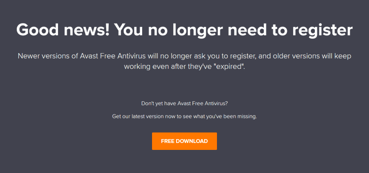 Avast Free Registration