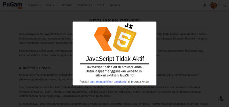 Tampilkan Peringatan Saat Javascript Tidak Aktif Di Browser