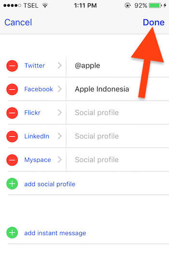 Cara Menambahkan Profil Media Sosial Pada Kontak Di Iphone 3