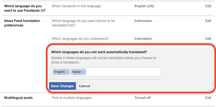 Cara Nonaktifkan Terjemahan Otomatis Pada Postingan Di Facebook 5