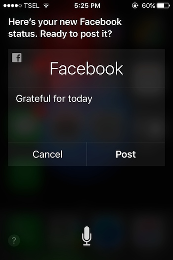 Cara Update Status Facebook Menggunakan Siri 1