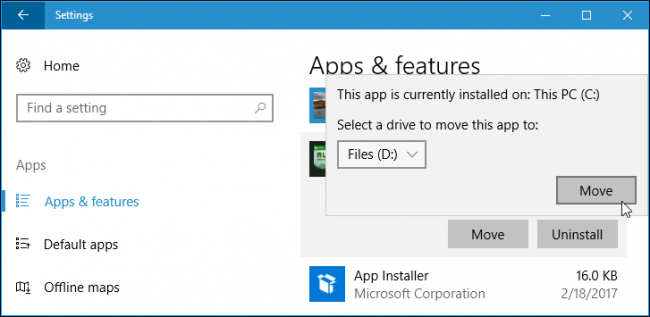 Cara Install Atau Pindahkan Aplikasi Ke Drive Lain Di Windows 10 3