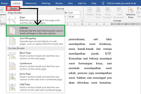 Dasar Penggunaan Breaks Di Microsoft Word 6