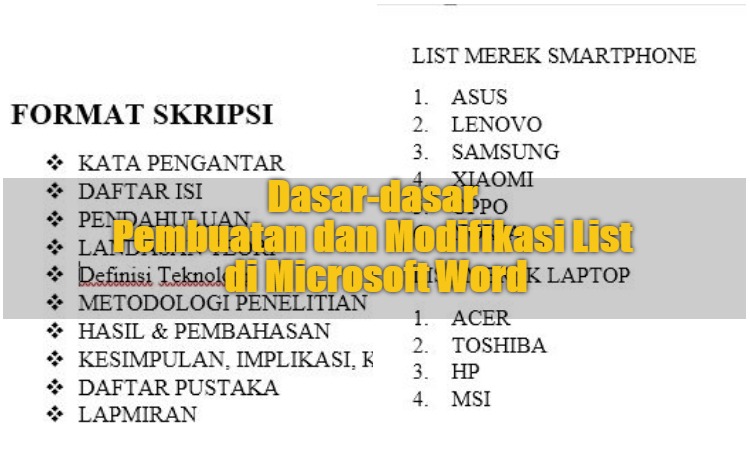 Dasar Dasar Pembuatan Dan Modifikasi List Di Microsoft Word 0