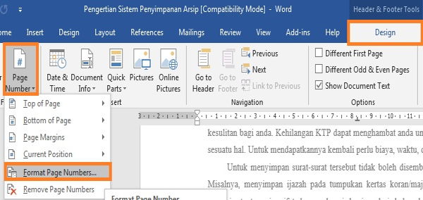 Panduan Penggunaan Page Number Di Microsoft Word 6